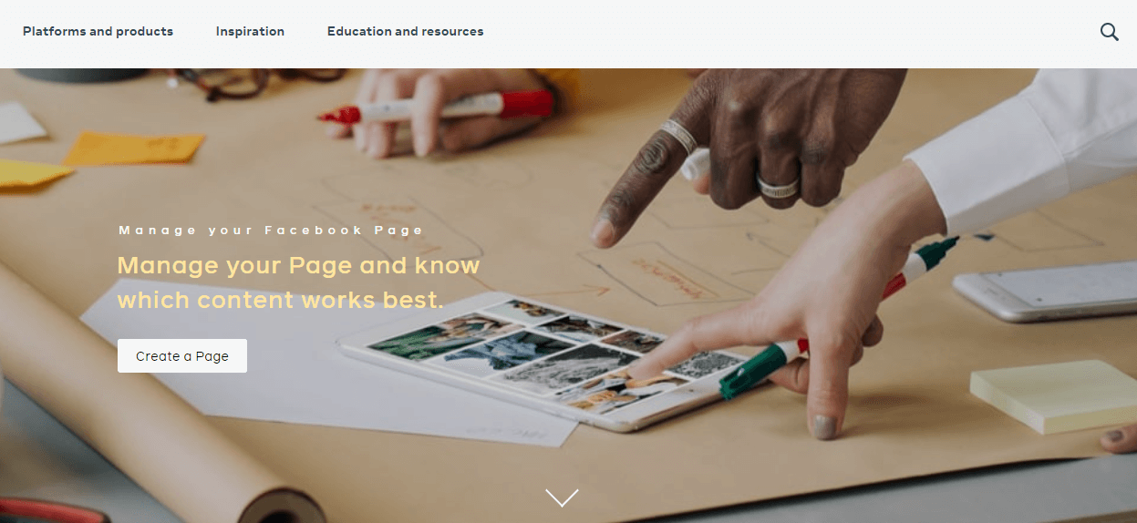 A screenshot of Facebook Pages Manager's website.