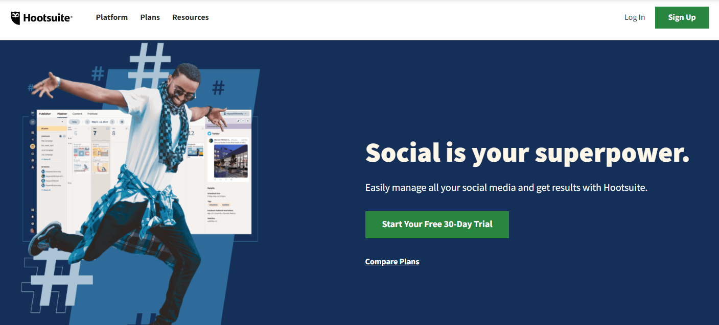 A screenshot of Hootsuite's website.