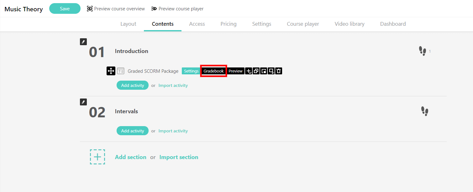 Where to click to see the SCORM grades