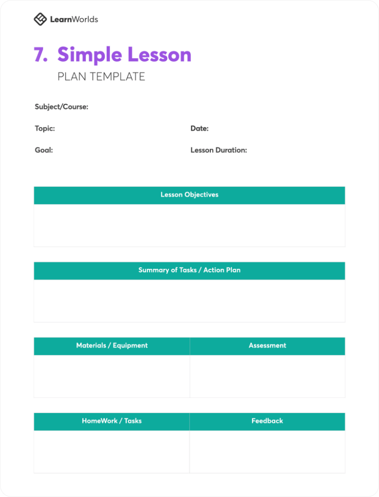 lesson plan template - simple lesson plan