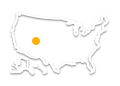 Map of the United States. Yellow dot on Itah.