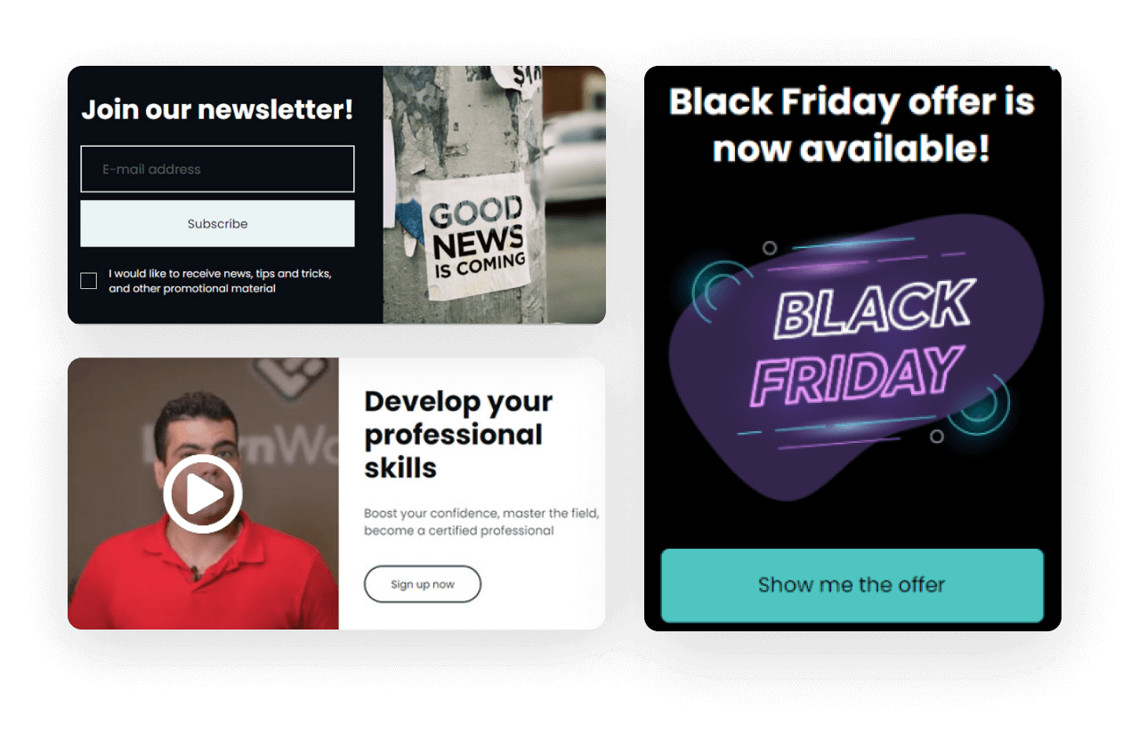 Craft popup messages that gets people to subscribe to your email newsletter and helps them get started.